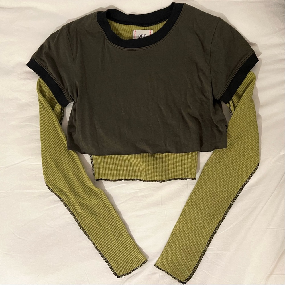 NWT BDG Cropped Long Sleeve Twofer Top